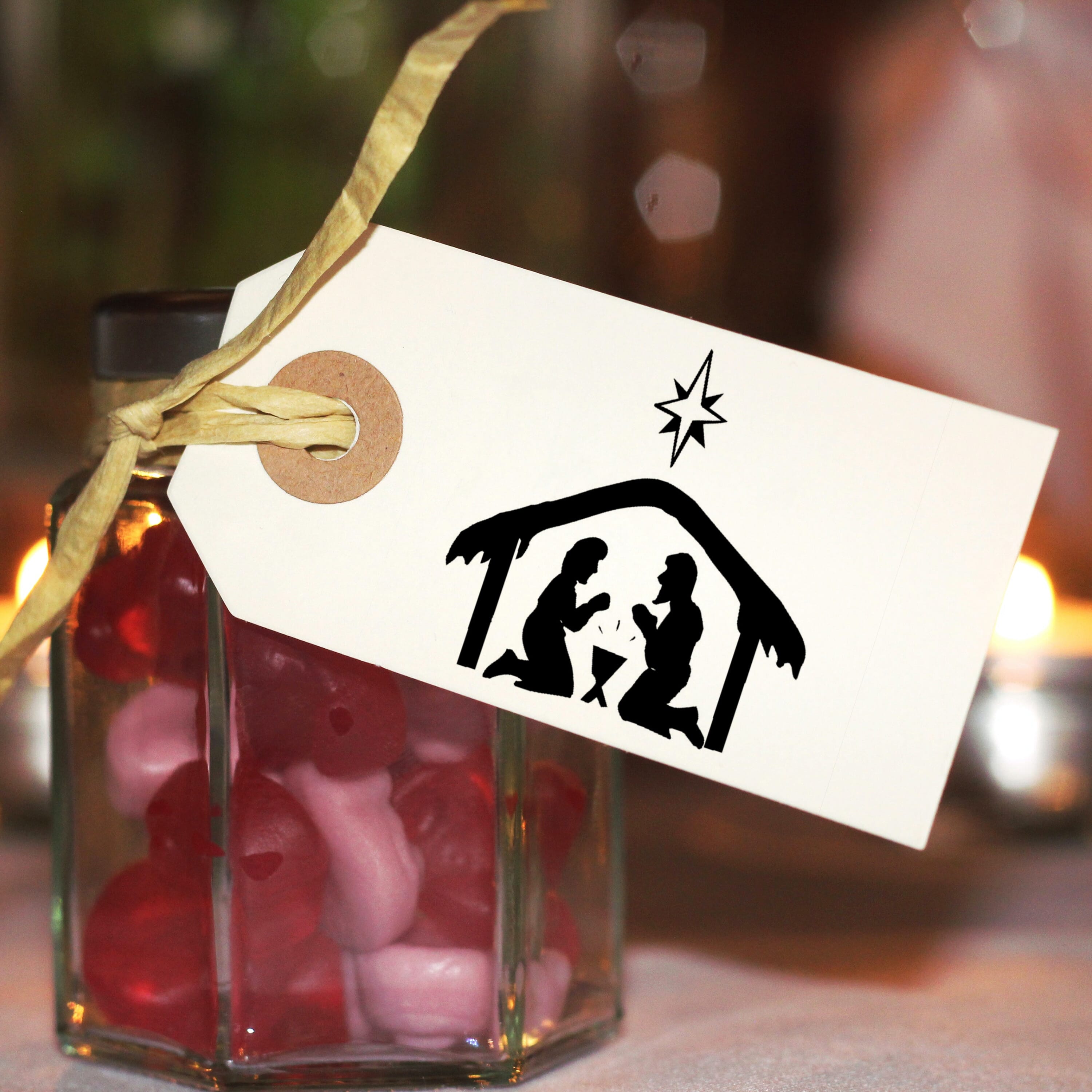 Weihnachten Holzstempel - Krippe (40x30 mm)