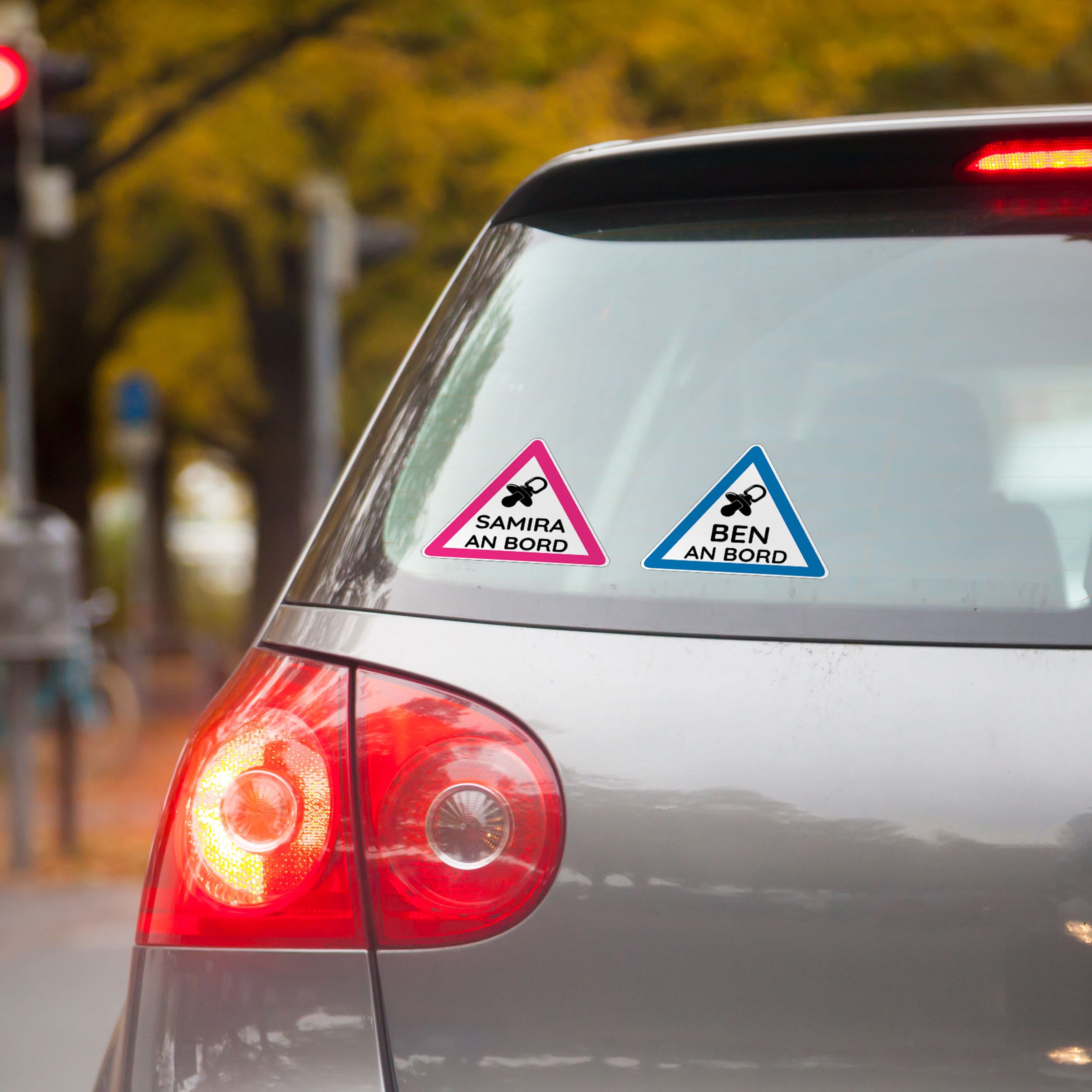 Personalisierte Autoaufkleber Baby an Bord (4 Stück 2x 120 mm 2x 45 mm) - kinder-druckerei.de