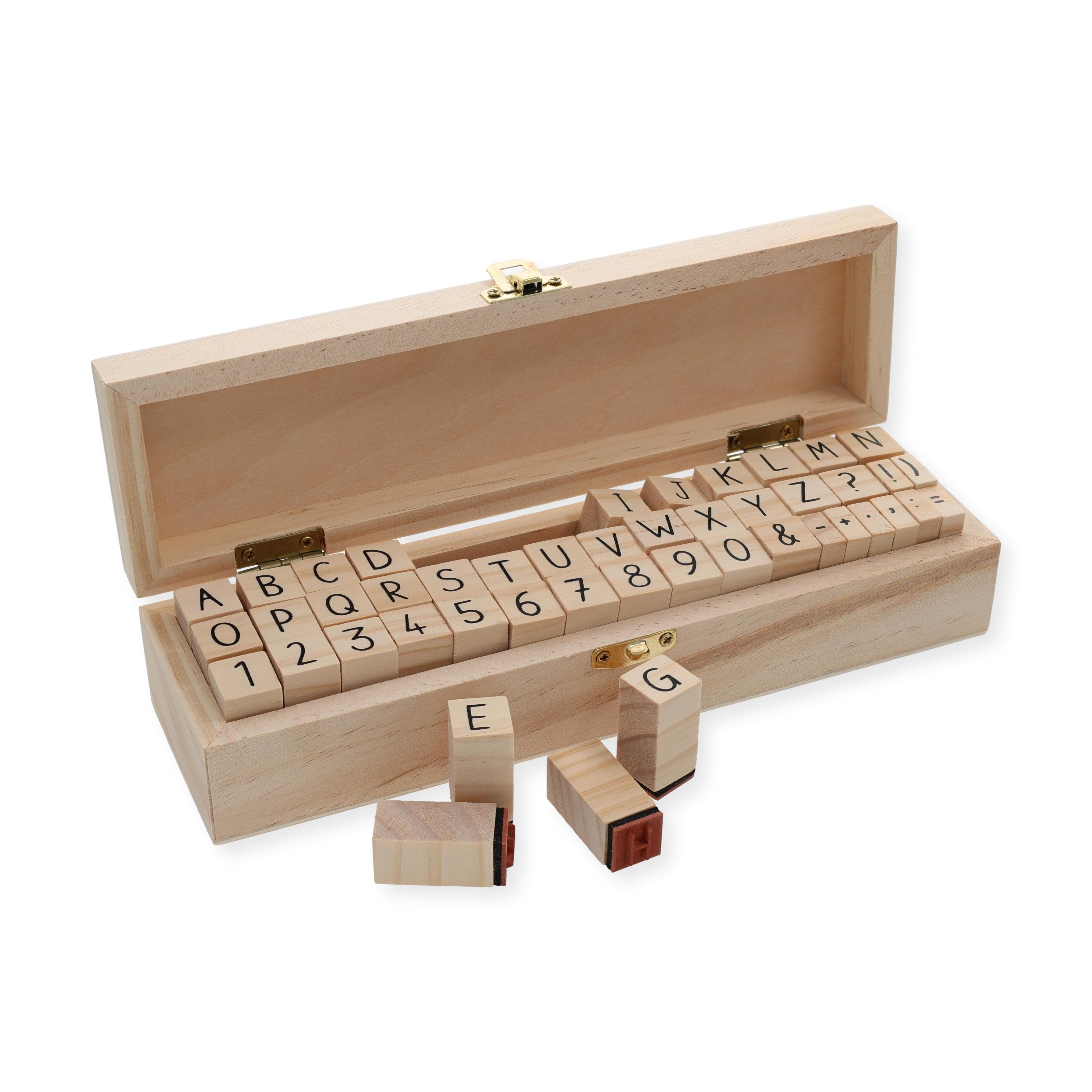 Alphabet Stempel-Set (46 Stempel in Holzbox) - kinder-druckerei.de