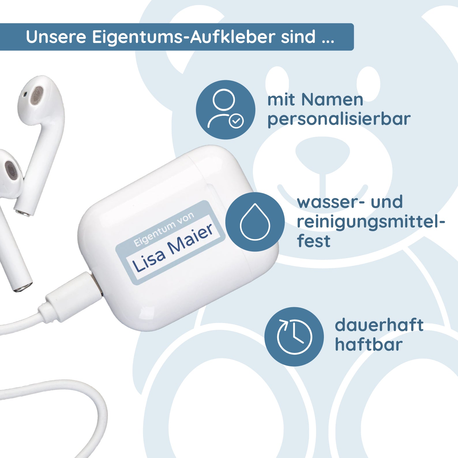 Personalisierte Eigentum-Aufkleber 30x13 mm - stark haftende Etiketten mit Namen / Firmenname - kinder-druckerei.de