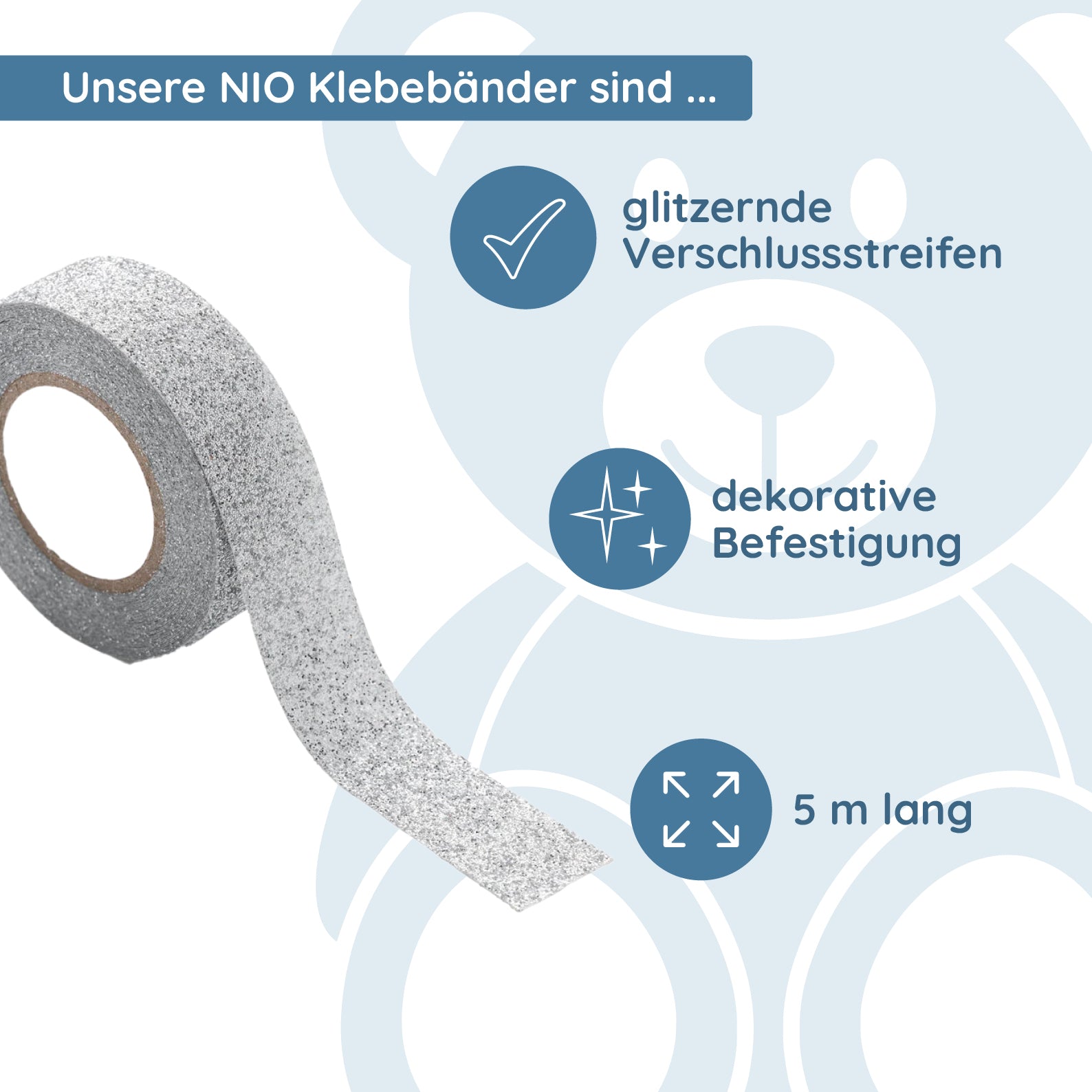 NIO Klebeband silber glitzernd (5 m) - kinder-druckerei.de