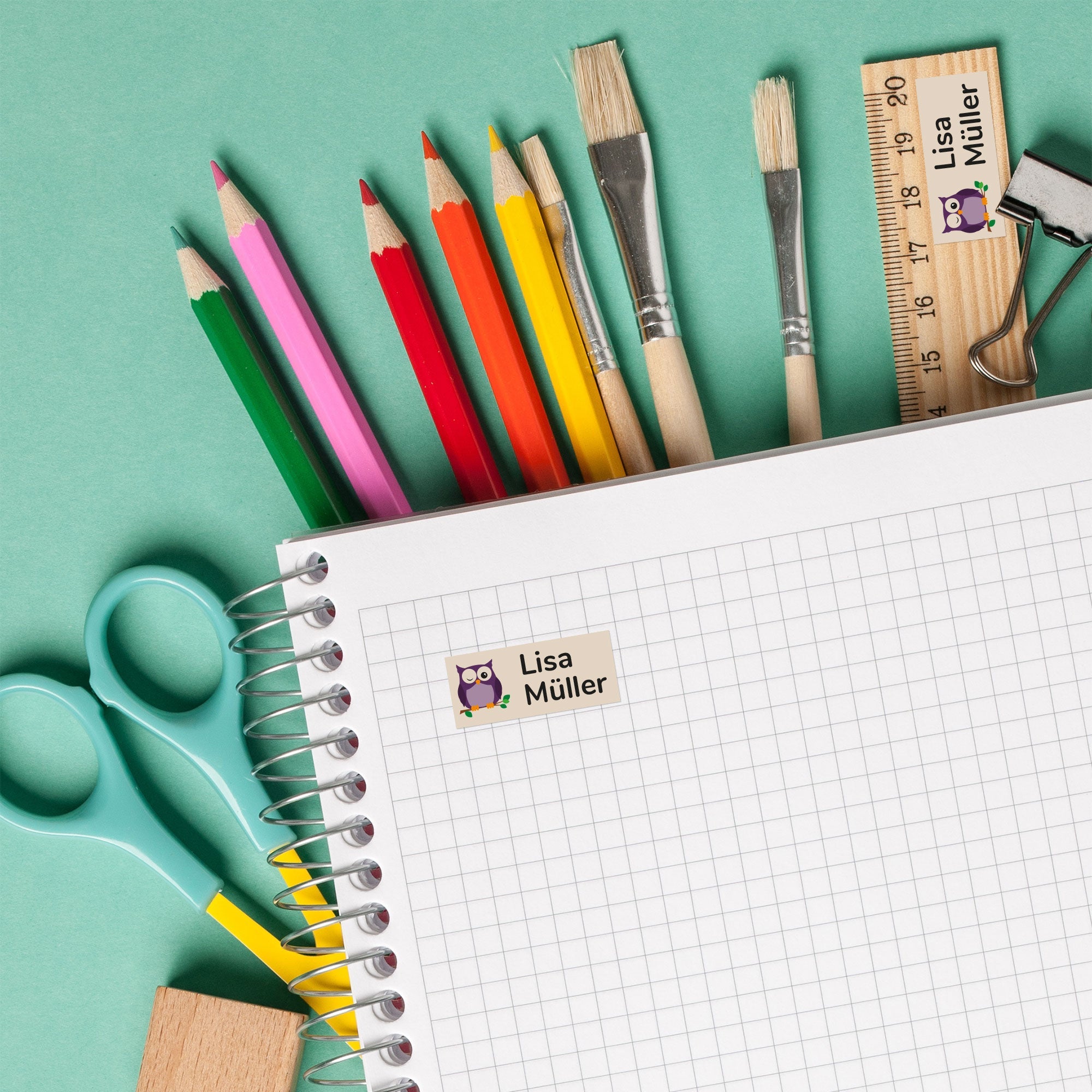 Kleine Namensaufkleber 2-zeilig für Kinder (30 Stück 30x13 mm) - kinder-druckerei.de