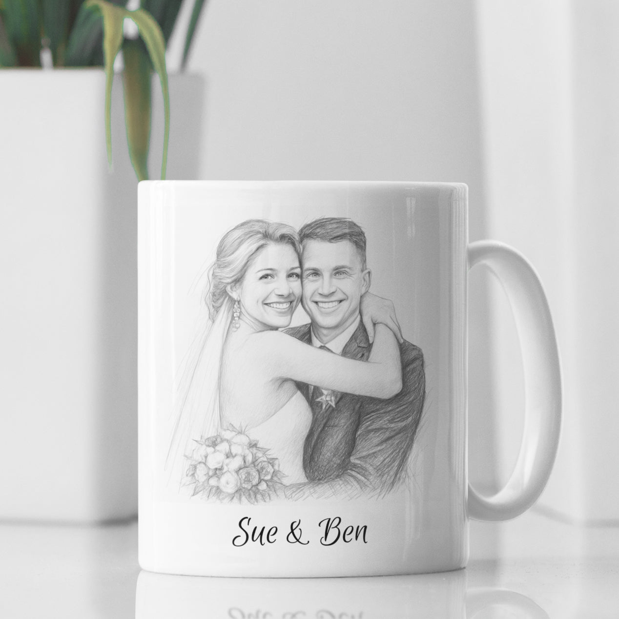 Keramiktasse mit Bleistiftzeichnung & Text - kinder-druckerei.de