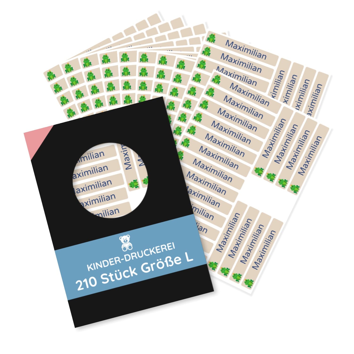 Namensaufkleber für Kinder Größe L (210 Aufkleber 60x9 mm) - kinder-druckerei.de