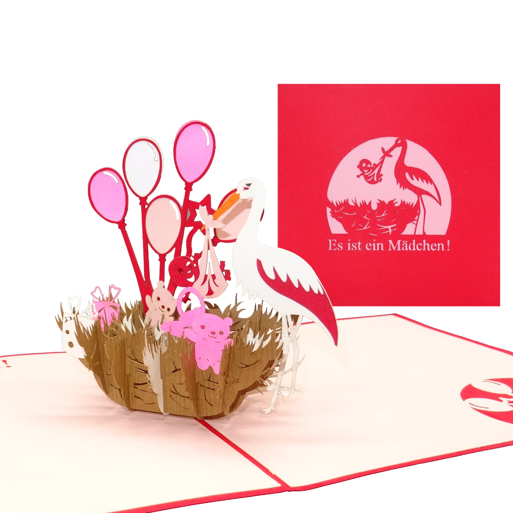 Colognecards Pop-Up Card Stork - Birth Girl